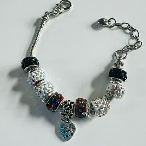 Silver and Black Charm Bracelet